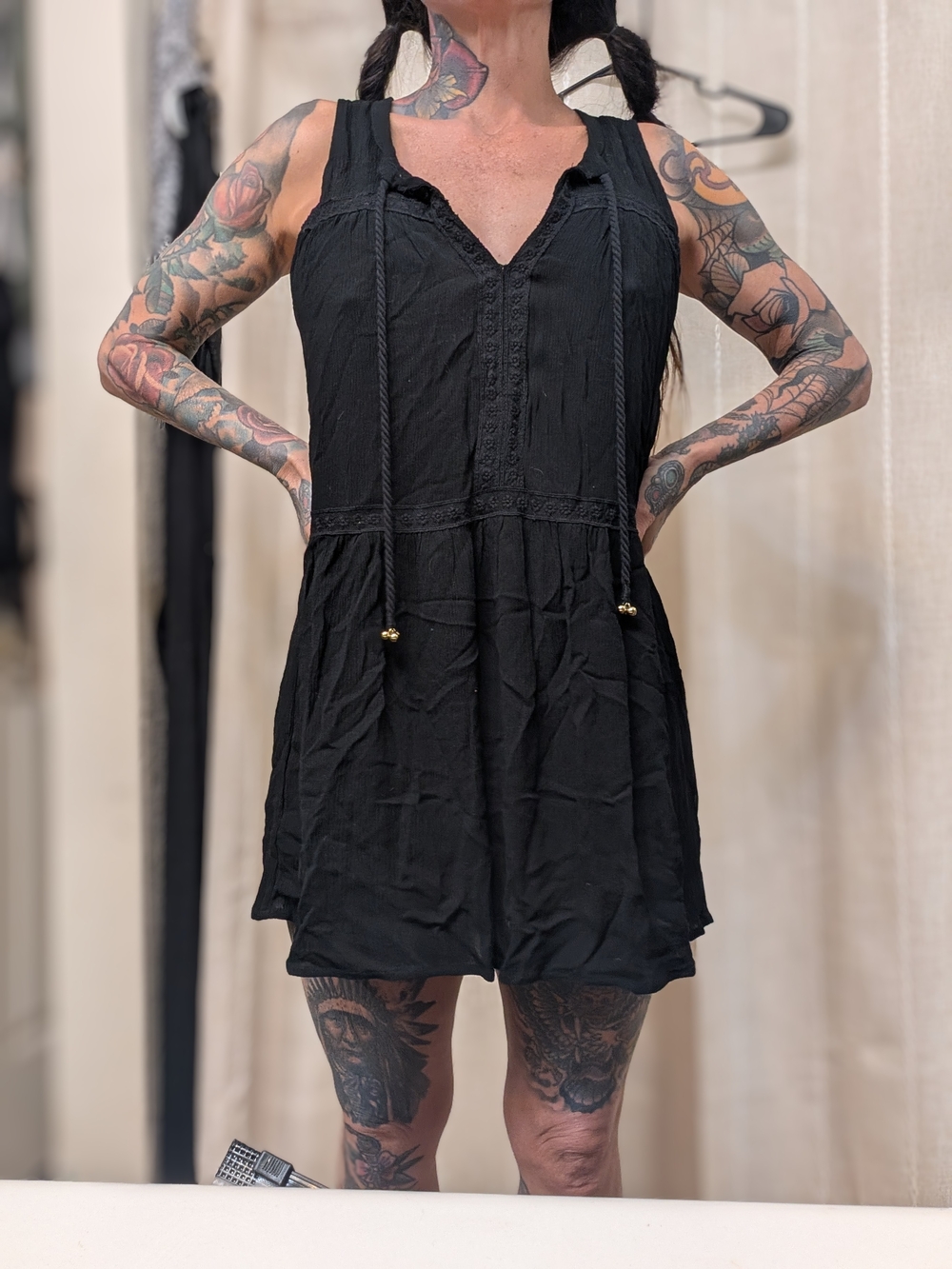 Forever 21 Black Dress with V-Neck Detail